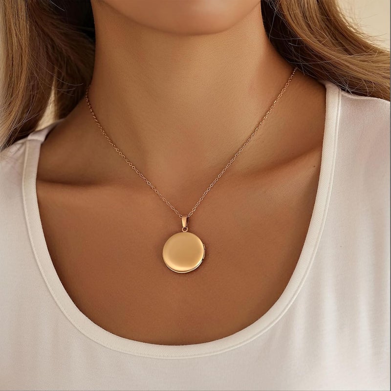 PHOCKSIN Locket Necklace for Women Black/Gold/Silver Locket Necklace Oval/Round/Heart Photo Necklace New Years Gifts for Girls - Image 3